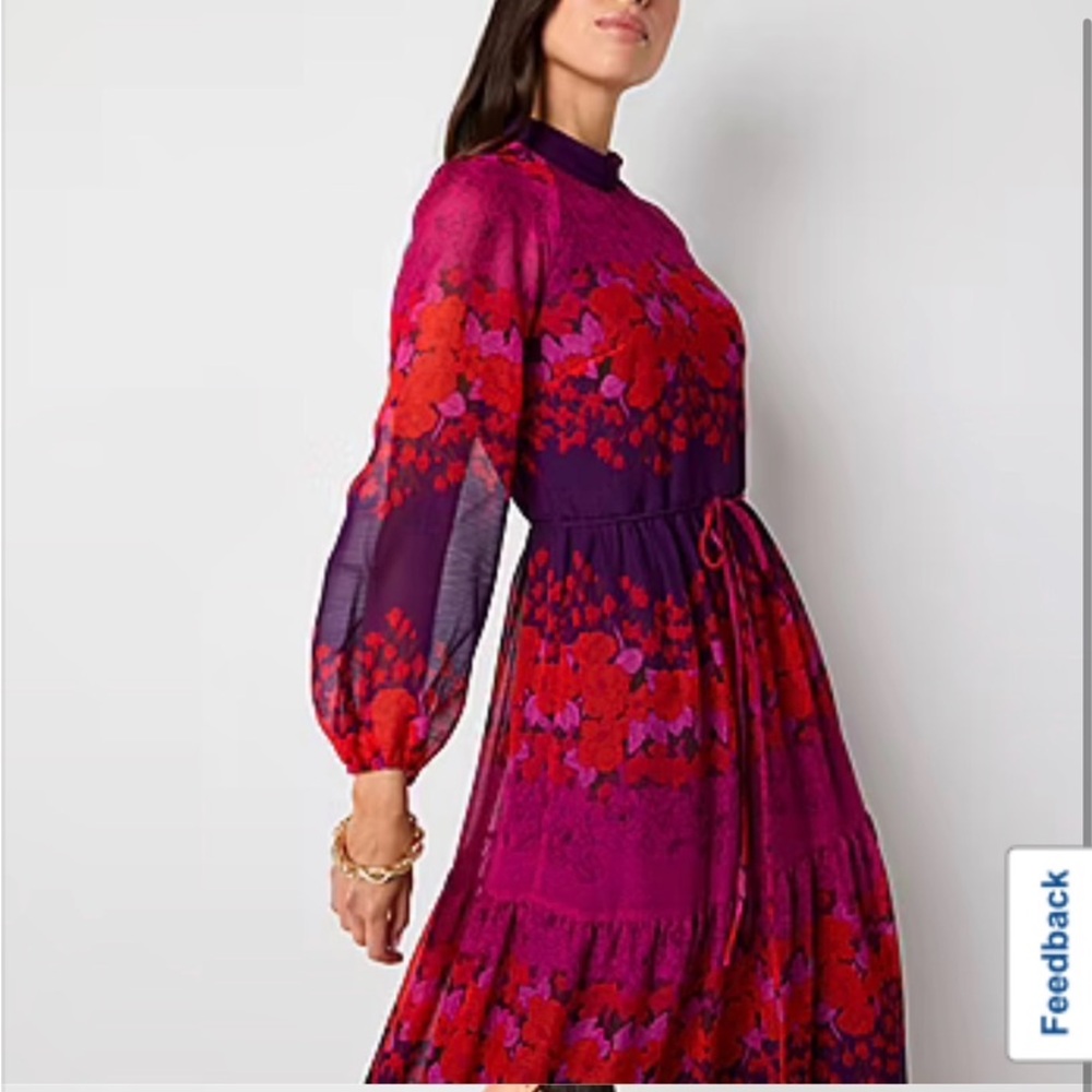 Melonie T Floral Maxi Dress in Purple and Red